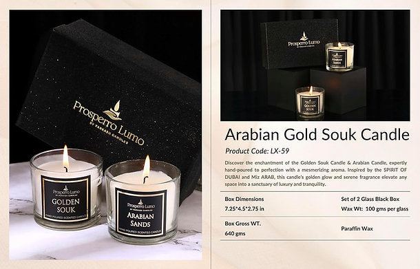 Soy Wax Scented Glass Set of 2 with Premium Fragrance Arabian Sands