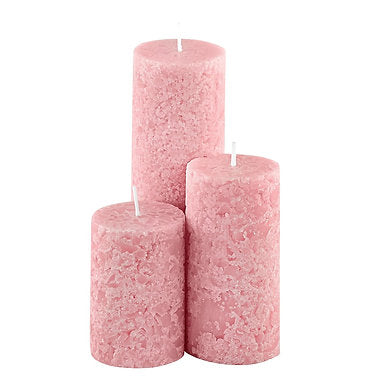 Set of 3 Fragrance Pillar Candles Marble Finish (Baby Pink - White Sage)