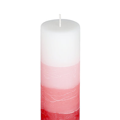 Set of 3 Fragrance Pillar Candles Shade Finish (RED - Rose)