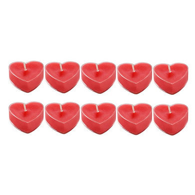 Scented Heart Shaped Tealights for Home Decor | Set of 10 (RED - Rose)
