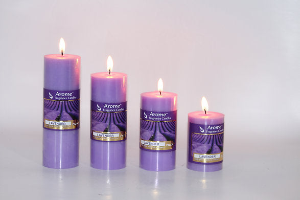 Set of 4 Fragrance Pillar Candles (Lavender - Purple)