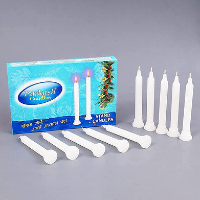 Candles Plain White Stand Candle (10 Candles) ( 5 hrs+), Small