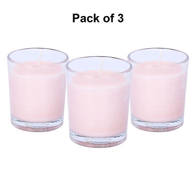 Scented Votive Glass Candles Set of 3 , 100% Natural Soy Wax (White SAGE)