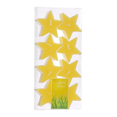 Star Shaped T Light Set of 8,| Scented (Yellow - Lemon)