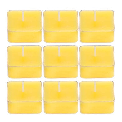 Scented Square Shaped Tealights Pack of 9 (Lemon Grass - Yellow)