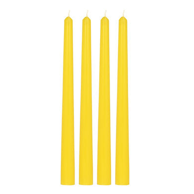 Parkash Candles Unscented Dripless Taper Candles Set of 4 Paraffin Wax (Yellow)