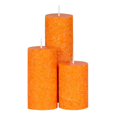 Set of 3 Fragrance Pillar Candles Marble Finish (Sandalwood Fragrance)