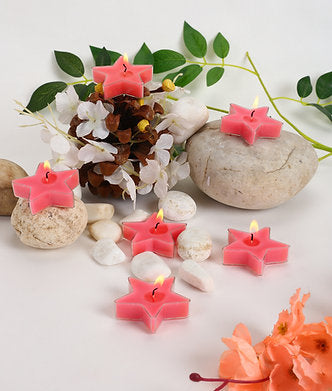 Star Shaped T Light Set of 8,| Scented (Pink - Rose)