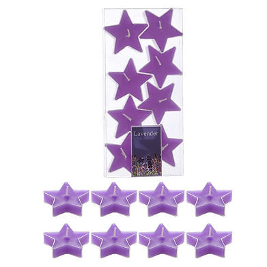 Star Shaped T Light Set of 8,| Scented (Purple - Lavender)