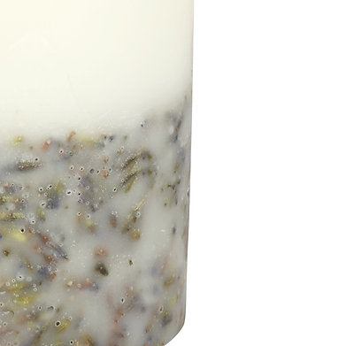 Set of 3 Fragrance Pillar Candles Marble Finish (White Lavender Petals)