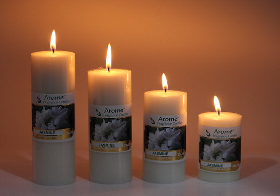Set of 4 Fragrance Pillar Candles (Jasmine - White)
