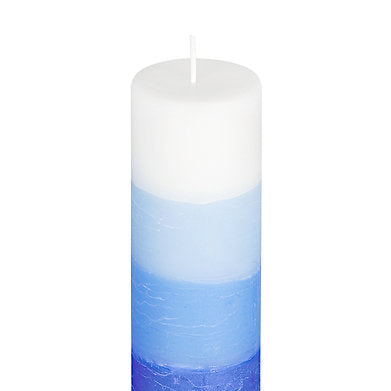 Set of 3 Fragrance Pillar Candles Shade Finish (Blue - Ocean Blue)