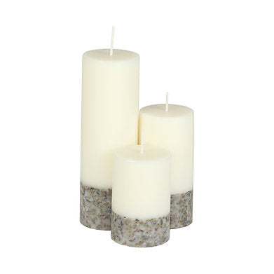 Set of 3 Fragrance Pillar Candles Marble Finish (White Lavender Petals)