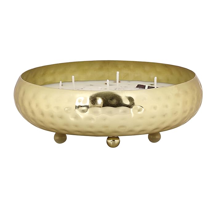 PROSPERRO LUMO by Parkash Candles Peach in The Star | Premium Seven Wick Soy Wax Candle in Brass Finish Bowl β Home Decor