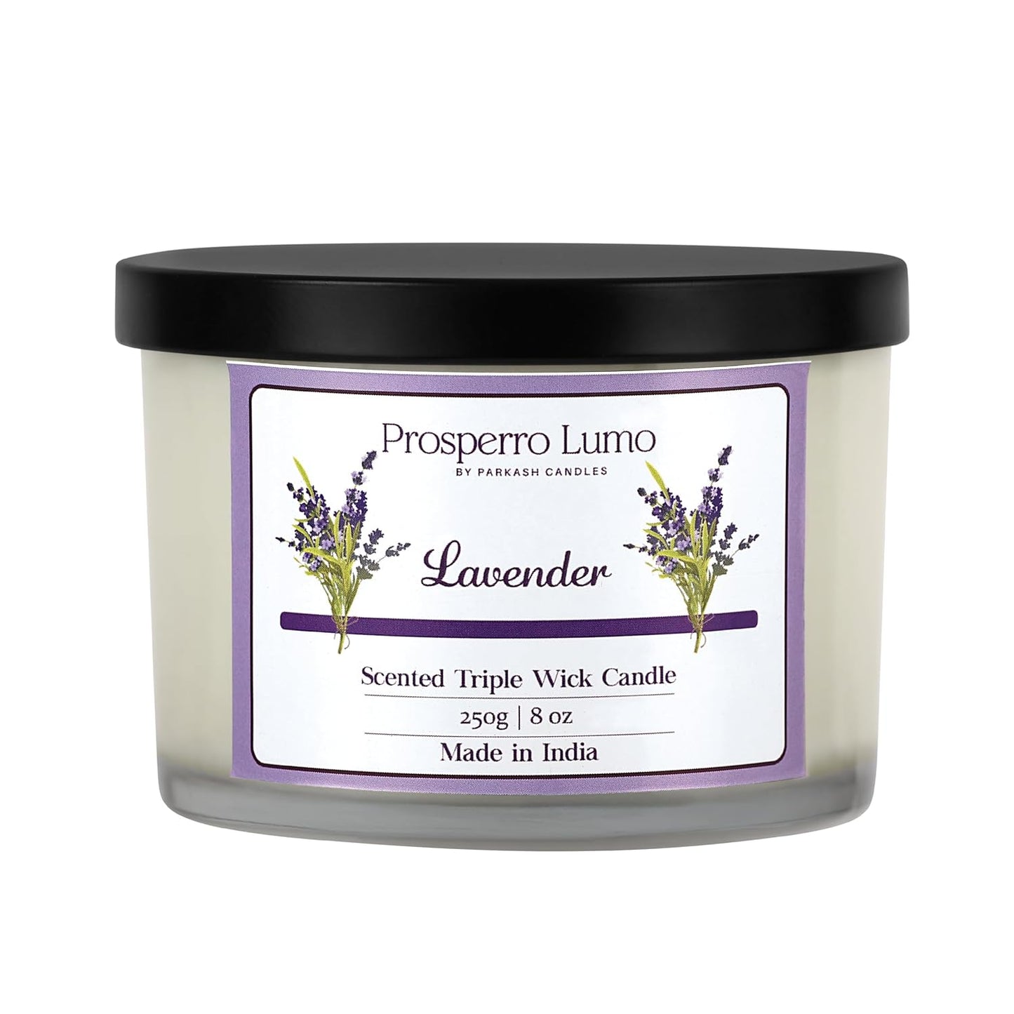 PROSPERRO LUMO by Parkash Candles || 3 Wick Soy Wax Scented Candle | 35 Hours Burn Time | Long Lasting Premium Candles | Ideal for Home Décor, Gifting & Aromatherapy (Lavender)