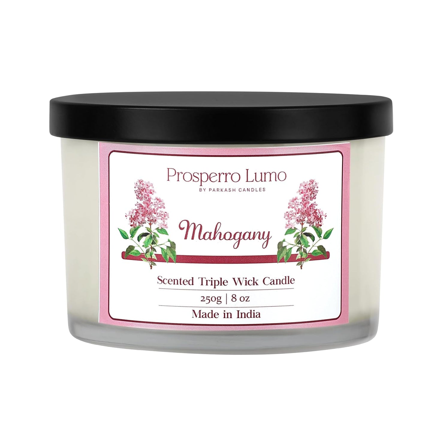 PROSPERRO LUMO by Parkash Candles || 3 Wick Soy Wax Scented Candle | 35 Hours Burn Time | Long Lasting Premium Candles | Ideal for Home Décor, Gifting & Aromatherapy (Mahogany)