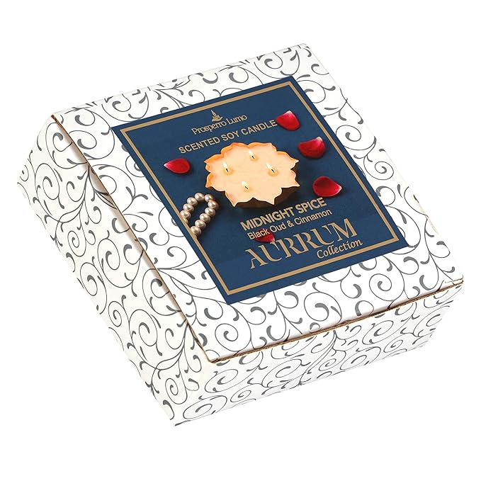 PROSPERRO LUMO by Parkash Candles Luxury 4 Wick Premium Scented Small Bowl Candle || Soy Wax || Black Oud & Cinnamon