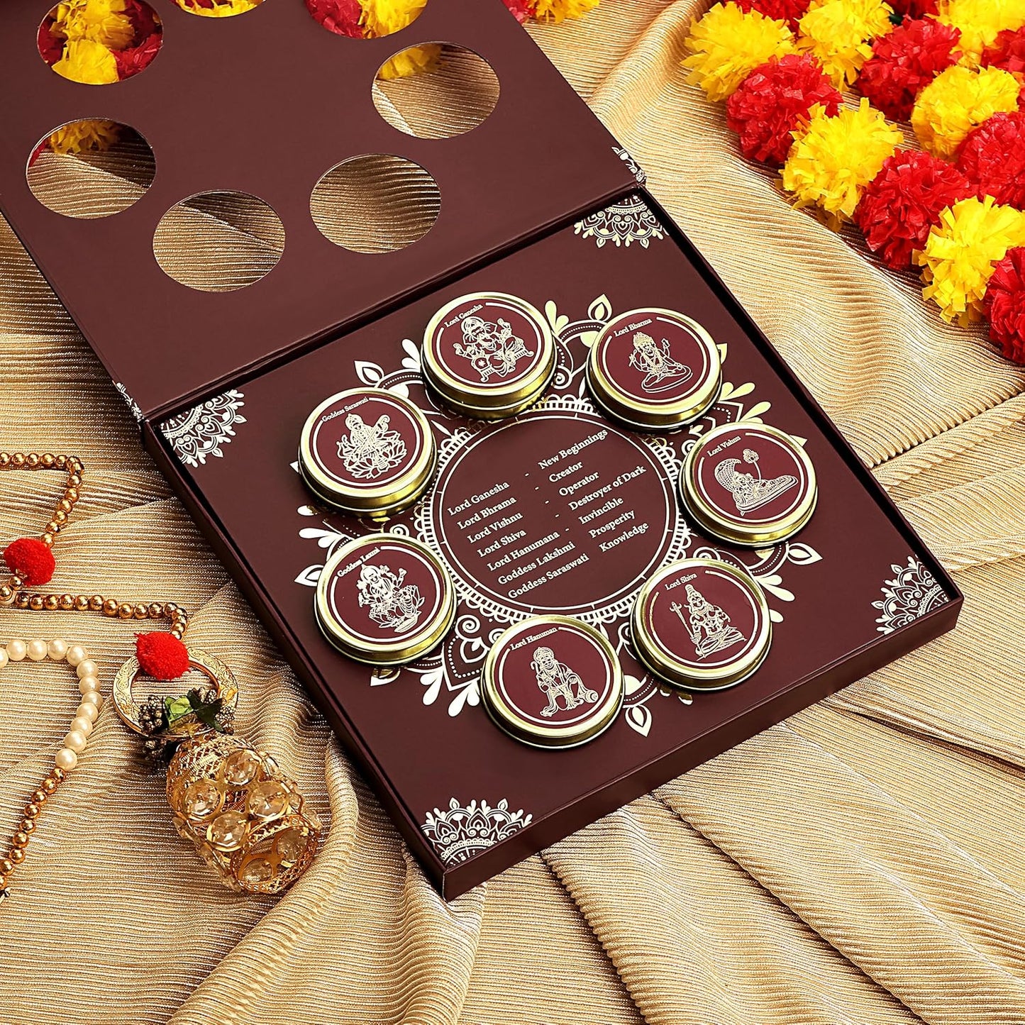PROSPERRO LUMO by Parkash Candles Luxury 7 God Premium Fragrances Candle Set || Dual Wick || PANCHAMRIT || KUMKUMADI || MOGRA || BAKHOOR || VIBHUTI || Kesar Chandan || Clove & Cedar