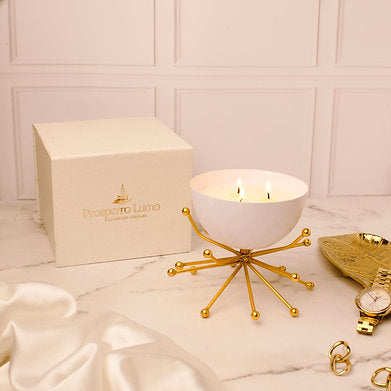Parkash Candles Modern Bowl Scented Candle with Decorative Brass Stand Soy Wax