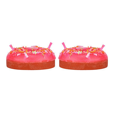 Unscented Donuts Candle for Home Decor Paraffin Wax (Strawberry - Pink)