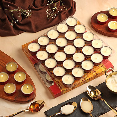 Prosperro Lumo Premium Soy Wax Scented Tea Light Set of 25 (PANCH AMRIT)