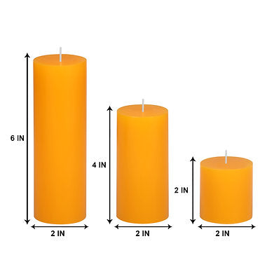 Unscented Pillar Candles Set of 3 || 2x2, 2x4, 2x6 Inches Orange