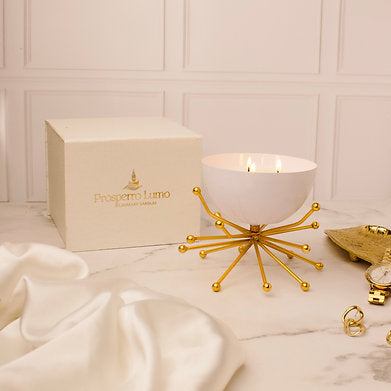 Parkash Candles Modern Bowl Scented Candle with Decorative Brass Stand Soy Wax
