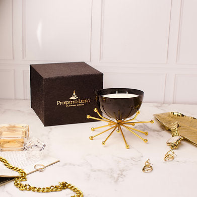 Parkash Candles Modern Bowl Scented Candle with Decorative Brass Stand Soy Wax