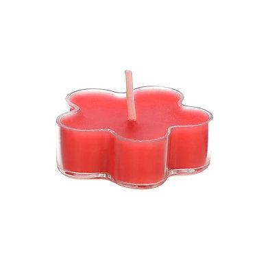 Scented Flowered Shaped Tealights for Home Decor | Set of 6 ((RED - Rose)