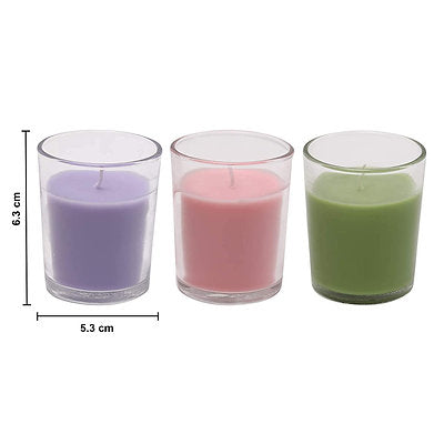 otive Glass Candle Scented Pack of 6 ( Rose , Lavender , Lemon Grass)