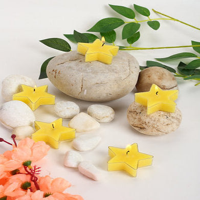 Star Shaped T Light Set of 8,| Scented (Yellow - Lemon)