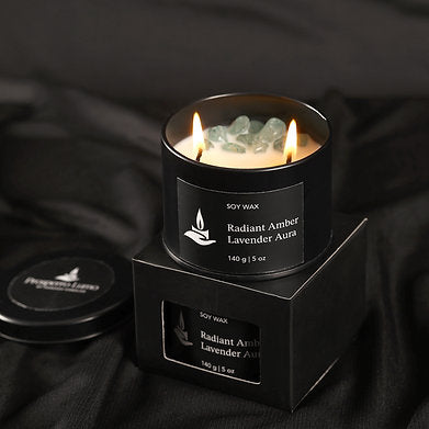Scented Soy Wax Crystal Jar Candle 140 gm 25-30 Hrs (RADIANT AMBER LAVENDER AURA