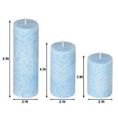Set of 3 Fragrance Pillar Candles Marble Finish (Maldives Fragrance)