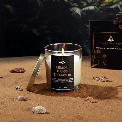 Premium Votive Jar Scented Soy Wax Candle (Lemon Grass Splendor)