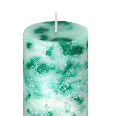 Set of 3 Fragrance Pillar Candles Marble Finish (Green Apple)