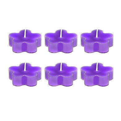 Scented Flowered Shaped Tealights for Home Decor | Set of 6 ((PURPLE - Lavender)