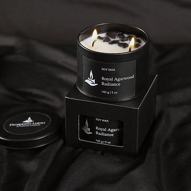 Scented Soy Wax Crystal Jar Candle 140 gm 25-30 Hrs (Royal AGARWOOD Radiance)