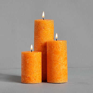 Set of 3 Fragrance Pillar Candles Marble Finish (Sandalwood Fragrance)