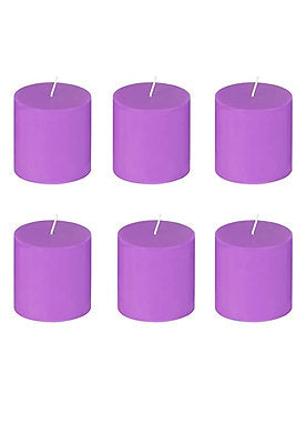 Unscented Pillar Candles - 2 X 2 Inch (Burning Time 30 Hours) - Set of 6 Purple
