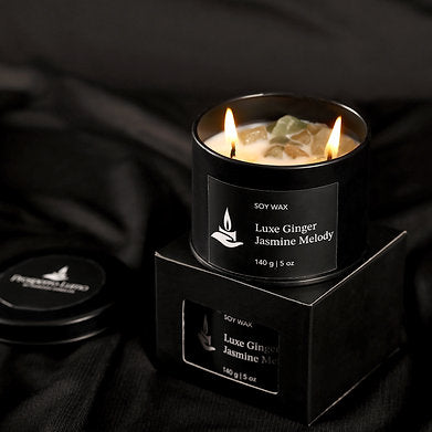 Scented Soy Wax Crystal Jar Candle 140 gm 25-30 Hrs (Luxe Ginger Jasmine Melody)