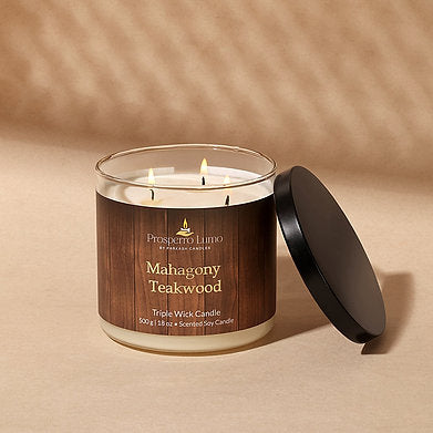 Scented Soy Wax Triple Wick Votive Jar Candle (MAHAGONY TEAKWOOD)
