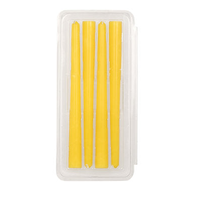 Parkash Candles Unscented Dripless Taper Candles Set of 4 Paraffin Wax (Yellow)