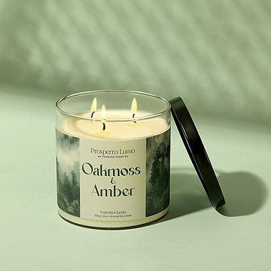 Scented Soy Wax Triple Wick Votive Jar Candle (OAHMOSS & AMBER)