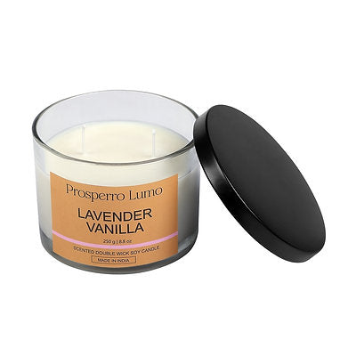 Premium Scented Soy Wax Dual Wick Votive Jar Candle (LAVENDER VANILLA)