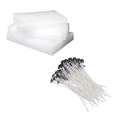 Paraffin Wax Candle 800g and Candle Wick (White)- 50 Pieces