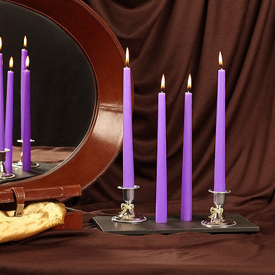 Parkash Candles Unscented Dripless Taper Candles Set of 4 Paraffin Wax (Purple)