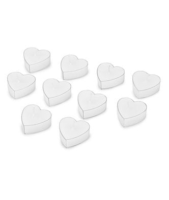 Scented Heart Shaped Tealights for Home Decor | Set of 10 (White - Jasmine)
