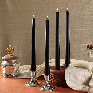 Parkash Candles Unscented Dripless Taper Candles Set of 4 Paraffin Wax (Black)