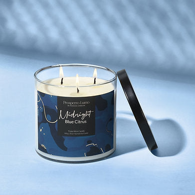 Scented Soy Wax Triple Wick Votive Jar Candle (Midnight Blue Citrus)
