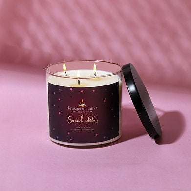 Scented Soy Wax Triple Wick Votive Jar Candle (CARAMEL WHISKEY)